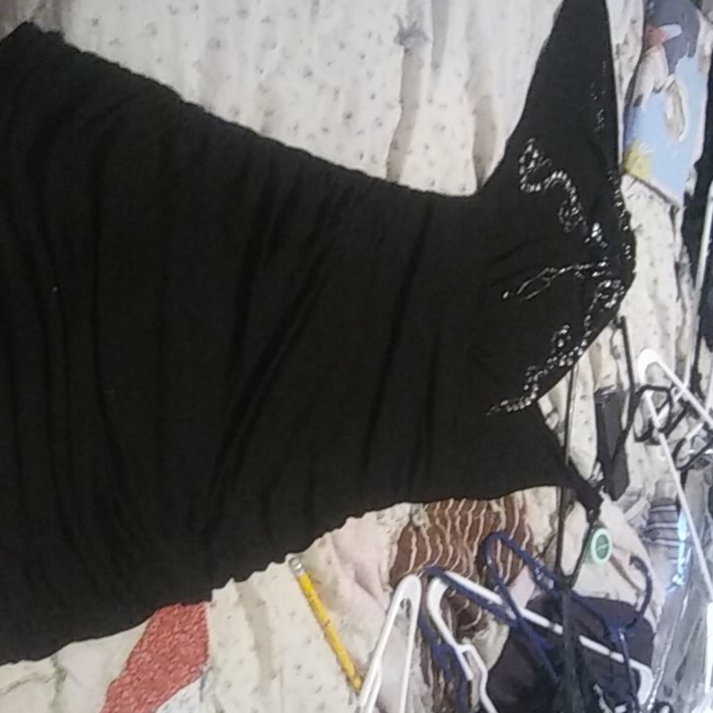 Black rouched off shoulder dress